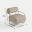 Sculptural Stainless Steel Lounge Chair with Textured Fabric & Rounded Armrests Dimensions