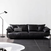 Black microfiber leather sofa with sleek minimalist design for comfort and style main product image