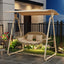 Solid Metal Frame Outdoor Swing Bench with Woven PE Rattan Seat
