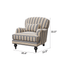 Striped Rolled-Arm Sofa with Carved Wood Legs and Plush Cushions Dimensions