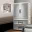 Textured Corner Wardrobe Armoire With Drawers and Hanging Rod
