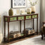 Traditional Hand-Painted Wood Console Table with Drawers and Open Shelf