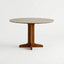Travertine Sintered Stone Dining Table with Solid Ash Base and Integrated Tray