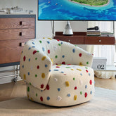 Unique Artistic Accent Chair In Soft Beige And Bright Colors