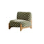 Vintage Polka Dot Chair with Sculptural Wood Frame, Wide Lounge Seat
