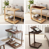 Walnut Adjustable Nightstand with Locking Wheels Main Product Image