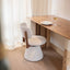 Walnut Ash Wood Vanity Stool With Swivel Base and Curved Linen Seat