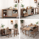 Walnut Folding Dining Table Set With Hidden Storage Main Product Image