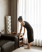 Walnut Lift Top Side Table with Storage Drawer Main Product Image