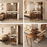 Walnut Off-White Retractable Bar Table - Modern Minimalist Main Product Image