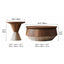 Walnut Veneer Coffee Table Set with Stone-Look Base and Hidden Storage Dimensions