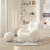 White boucle lounge chair with embrace-style design, perfect as a creative and lazy single sofa armchair main product image