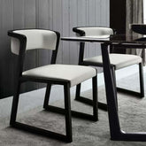 Modern white leather dining chair with durable seat and solid wood frame main product image