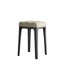 Stackable single square stool chair with white durable leather and solid wood frame