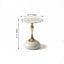 White Gold Marble Side Table with Sculptural Pedestal and Easy-Care Top Dimensions
