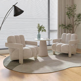 Single lounge chair with white matte velvet and curved lines, casual lazy sofa design main product image