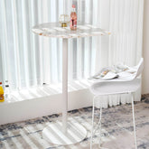 White Terrazzo Top Scandinavian Bar Table with Metal Pedestal Base - Seats 2 Bar Tables Main Product Image