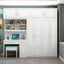White Wardrobe Desk Armoire With Bookcase Storage System