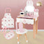 Wooden Kids Vanity Set with Mirror and Chair – Pink & White