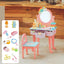 Wooden Kids Vanity Set with Mirror, Drawers & Chair – Pink & White