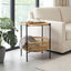 Woven Bamboo Side Table with Metal Frame and Open Storage Basket Main Product Image