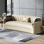 88.6 inch beige curved microfiber leather sofa with gold leg - front view