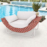43.3 inch wide modern aluminum and rattan outdoor patio sofa with cushion in white and orange
