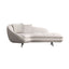 Modern white and black chaise longue 3-seater sofa with linen upholstery and steel legs