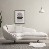 Modern white and black chaise longue 3-seater sofa with linen upholstery and steel legs main product image