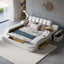King White Smart Bed Faux Leather Bed with Massage & Speaker