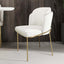 White dining chair upholstered in cotton & linen fabric with elegant gold finish