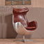 Retro brown leather accent chair with silver upholstery - stylish and comfortable furniture