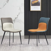 Modern upholstered blue dining chair with sleek design and PU leather material for comfortable seating set of 2