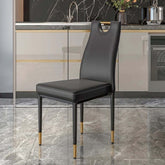 Modern upholstered dining chair in black set of 2 with carbon steel legs
