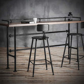 Metal leg industrial bar table set with 3 stools