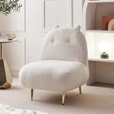 Brown Boucle Accent Chair with Golden Legs in a High Backrest Design