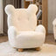 Boucle accent chair in yellow, pink, and white with a unique bear-shaped backrest main product image