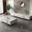 White modern rectangular TV stand with coffee table set, 2-piece furniture