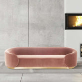 Pink velvet 3 seater sofa with included pillows