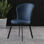 Modern dining chair with high back and leathaire upholstery in black, set of 2