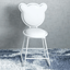 White Velvet Upholstered Dining Chair Vanity Stool with Bear Shape Backrest - Set of 2