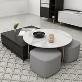 Round and square nesting coffee table set with storage and ottomans, 2-piece accent tables for living room main product image