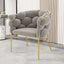 Gray velvet upholstery chair with tufted detailing and modern Nordic design