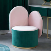 Modern green velvet sidechair with pink upholstery and gold base metal - stylish single chair