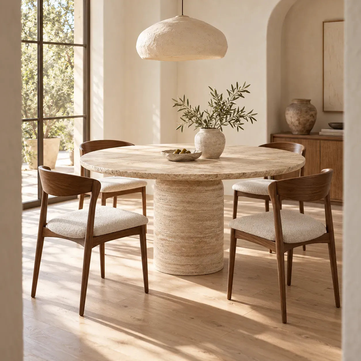 Travertine Dining Table: Shape, Size, and Styling