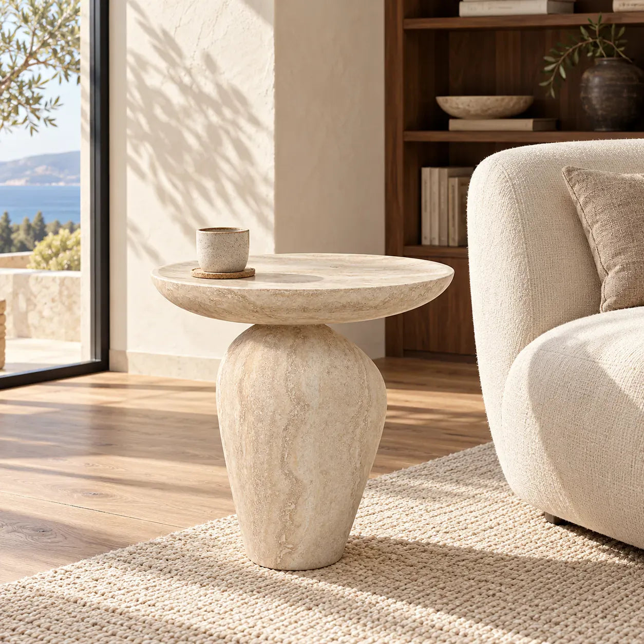 Travertine Side Tables: Shape, Size, and Styling