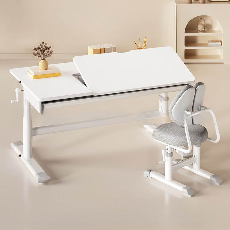 Adjustable White Wood Desk with Hidden Storage for Kids Main Product Image