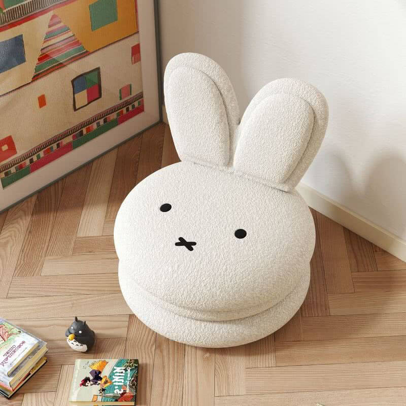 Adorable Bunny Backrest Kids Stool With Fleece Cover Main Product Image