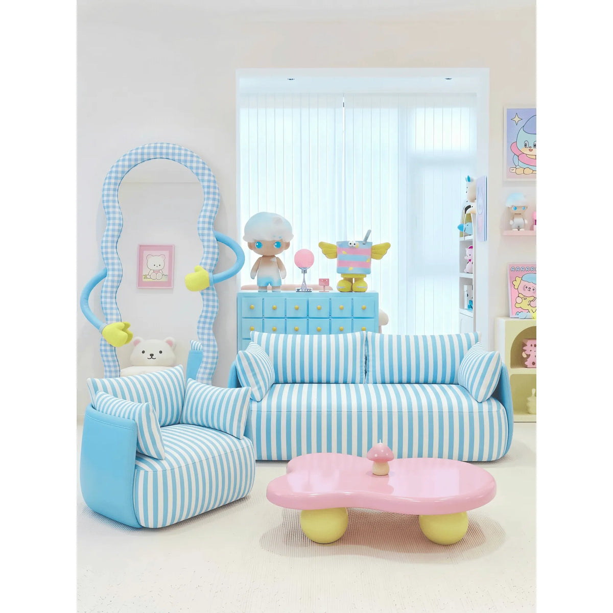 Dopamine Plush Striped Modular Sofa with Rounded Silhouette and Cloud Comfort Main Product Image
