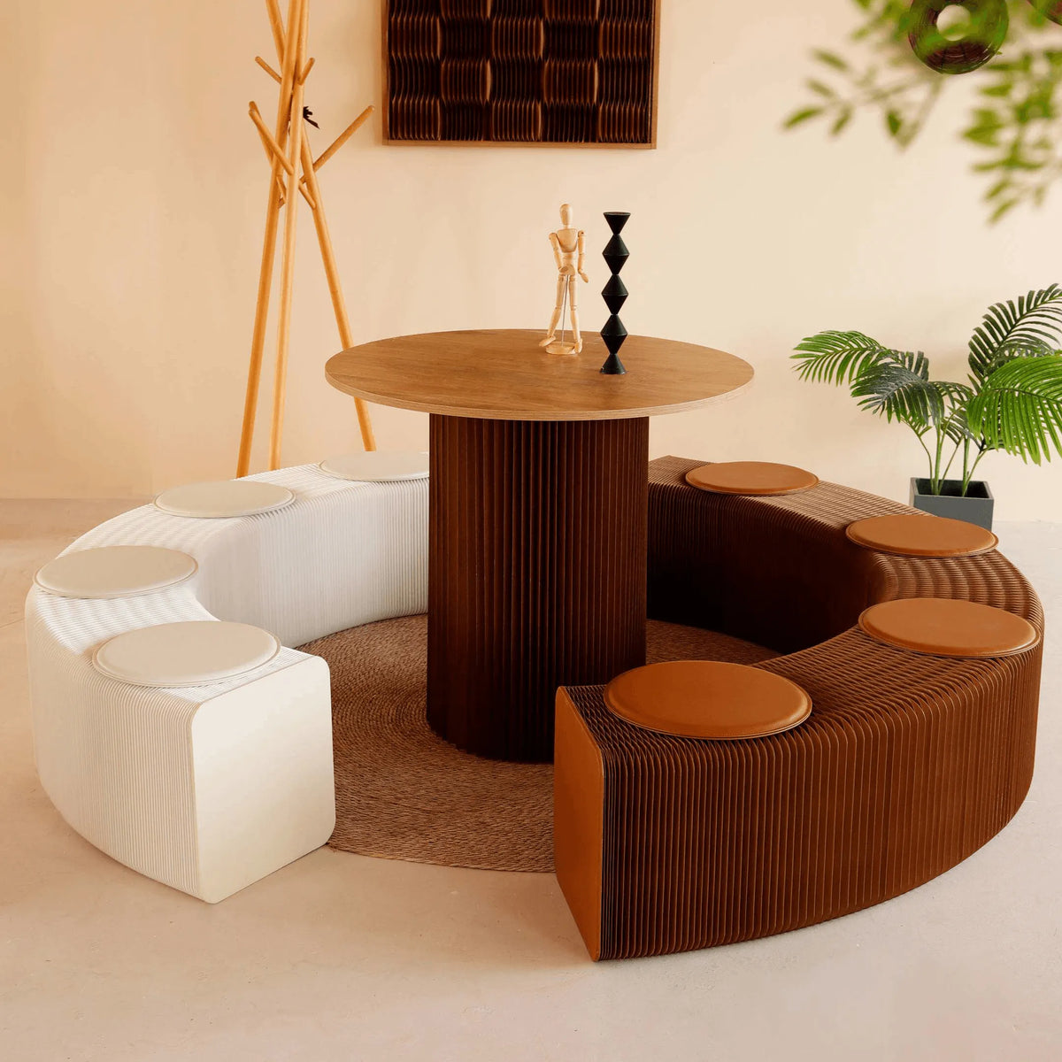 Honeycomb Paper Accordion Folding Bench with Cushioned Modular Seating Main Product Image